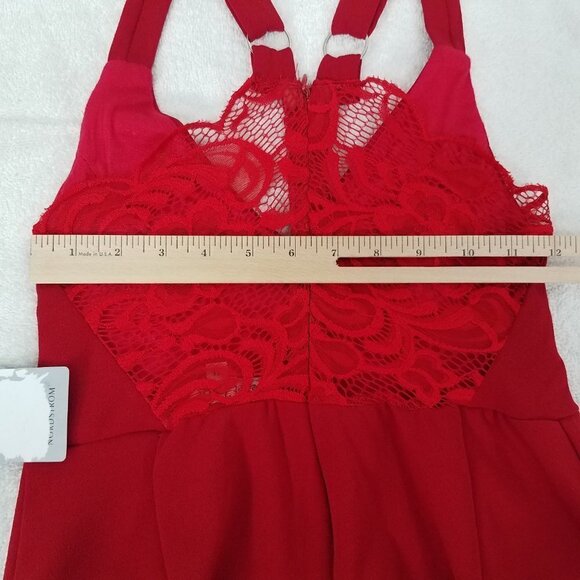 NEW Velvet Torch Size XL Lace trim Sleeveless Mini Dress in Red NEW w flaw - Picture 8 of 12